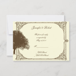 Vintage Brown Oak Träd på Cream Responcard OSA Kort
