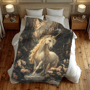 Vintage Brown och Rosa Unicorn Woodland Nursery Fleecefilt