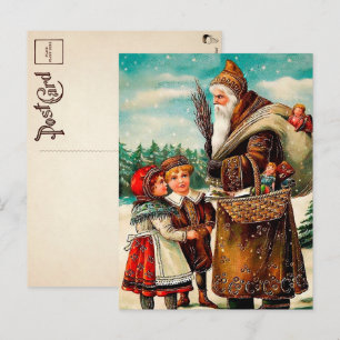Vintage Brown Robed Arg jultomte Vykort
