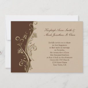 Vintage Brown Tan Guld Swirls bröllopsinbjudning Inbjudningar