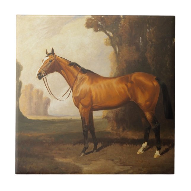 Vintage Brown Thoroughborn Horse Kakelplatta (Framsidan)