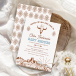 Vintage Brown Tribal Western Rodeo Baby Shower Inbjudningar<br><div class="desc">Vintage Brown Tribal Western Rodeo Baby Shower-inbjudan Western,  vilda western eller rodeo,  den inbjudna pojkens babyduschinbjudan med en skalle,  ett ökenlandskap,  ett stamt mönster och något westernt stil. Den här pojkens babyduschinbjudan är perfekt för en western babydusch.</div>