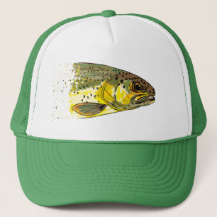 Vintage Brown Trout Flygfiske Fisherman Keps