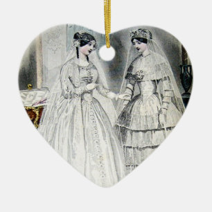 Vintage Brud Bröllopsklänning Julgransprydnad Keramik