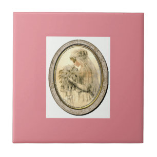 Vintage Brud Rosa Keramisk Kakel