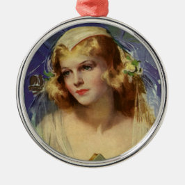 Vintage brud som håller en Bibel, religiös vigsel Julgransprydnad Metall