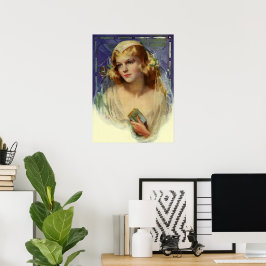 Vintage brud som håller i en Bibel, religiös vigse Poster