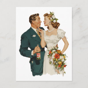 Vintage brudpar romantisk stund vykort