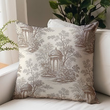 Vintage Brun Beige Klassisk Toile de Jouy Mönster