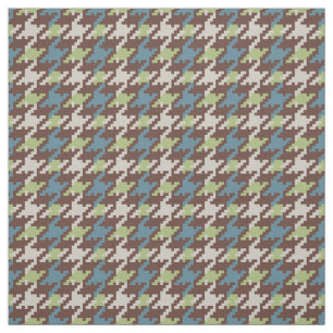 Vintage brun blå grönt houndstooth mönster tyg