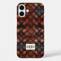 Vintage Brun Diamantläder med Monogram