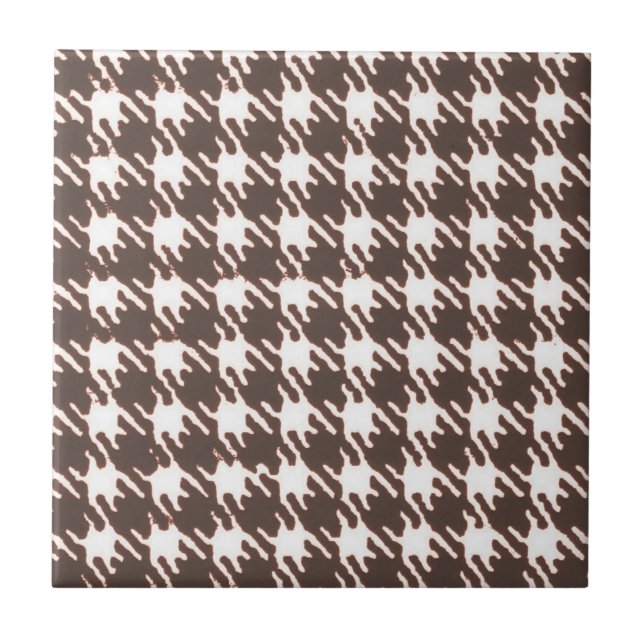 Vintage brun houndstooth kakelplatta (Framsidan)