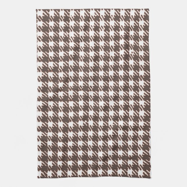 Vintage brun houndstooth kökshandduk (Vertikal)