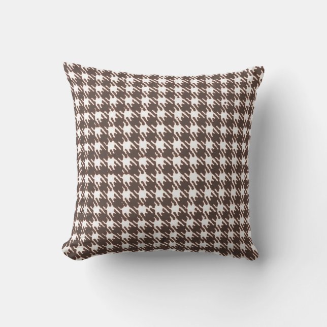 Vintage brun houndstooth kudde (Framsida)