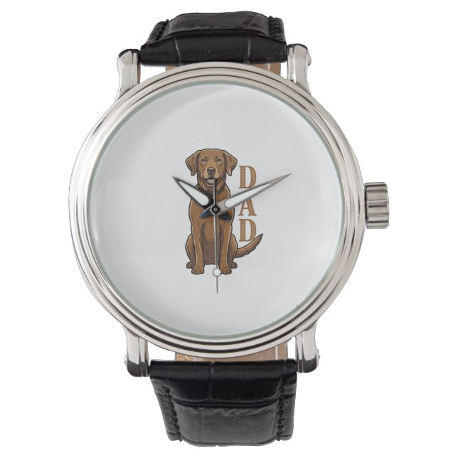 Vintage Brun Hund Pappa Tröja Design_1 Armbandsur (Framsida)