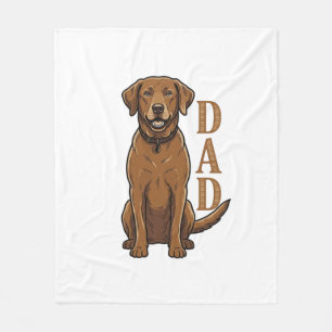 Vintage Brun Hund Pappa Tröja Design_1 Fleecefilt