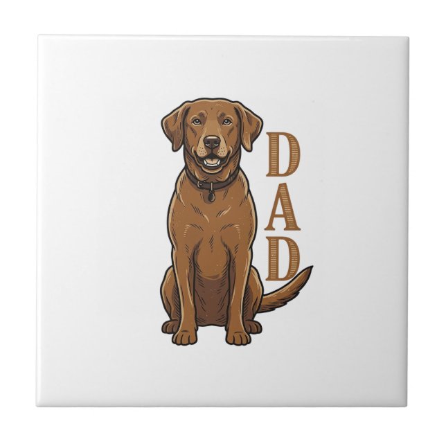 Vintage Brun Hund Pappa Tröja Design_1 Kakelplatta (Framsidan)
