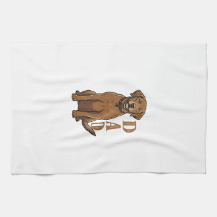 Vintage Brun Hund Pappa Tröja Design_1 Kökshandduk