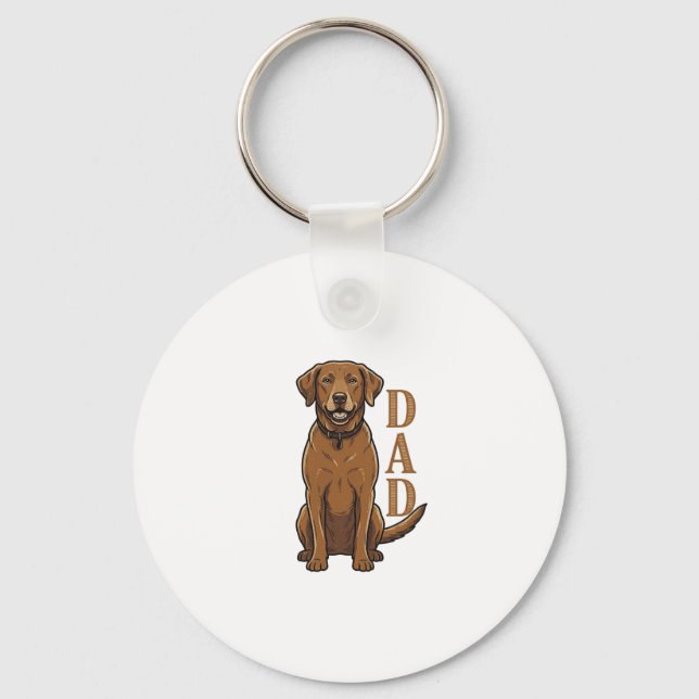 Vintage Brun Hund Pappa Tröja Design_1 Nyckelring (Framsida)