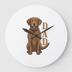Vintage Brun Hund Pappa Tröja Design_1 Stor Klocka