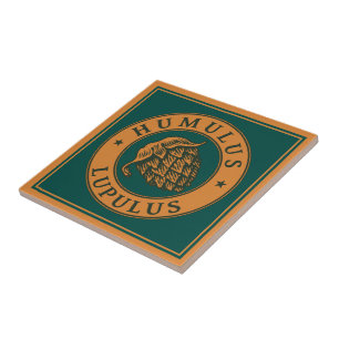 Vintage Brun Mörkgrön Humle Ölbläck Konststil Kakelplatta