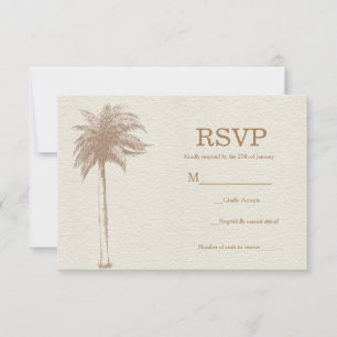 Vintage Brun Palmträd Beachbröllop Svar RSVP