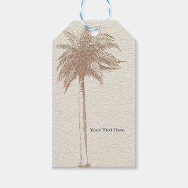 Vintage Brun Palmträd Strand Bröllopsgåva Presentetikett
