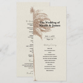 Vintage Brun Palmträd Strand Bröllopsprogram Meny