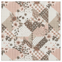 Vintage Brun Rosa Cottagecore Farmhouse Quilt
