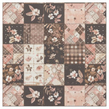Vintage Brun Rosa Cottagecore Farmhouse Quilt