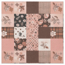 Vintage Brun Rosa Cottagecore Farmhouse Quilt