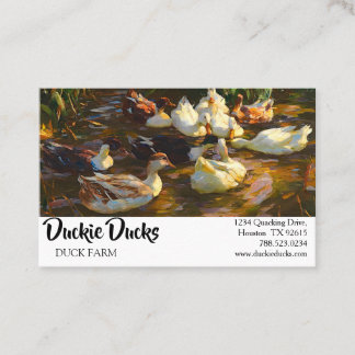 Vintage Brun svart vit Anka i damm Visitkort