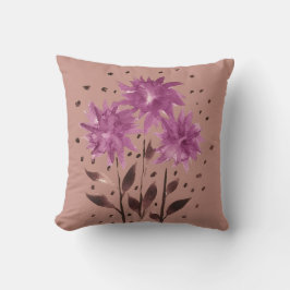 Vintage Brun Violett Blommig Kudde