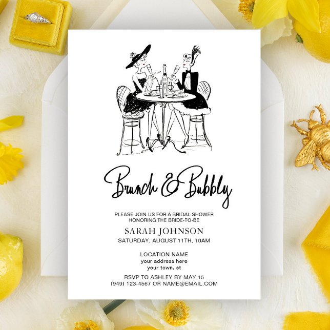 Vintage Brunch & BubLY Champagne Möhippa Inbjudningar (Skapare uppladdad)