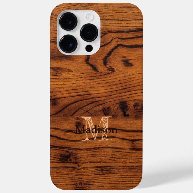 Vintage Brunt brännbart trä Monogram (Baksida)