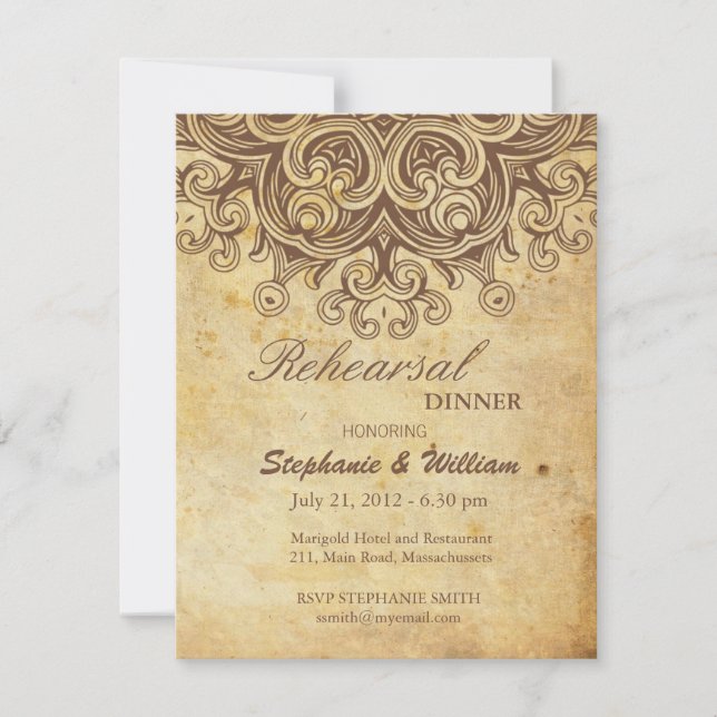 Vintage Brunt repetitionsmidkort Inbjudningar (Framsida)