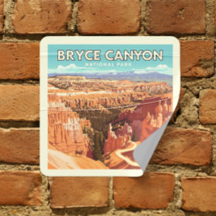 Vintage Bryce Canyon nationalpark Fyrkantigt Klistermärke