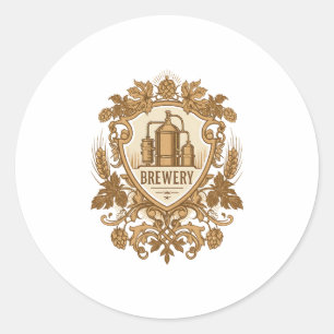 Vintage bryggeriemblem dekal Klassisk hantverksö Runt Klistermärke