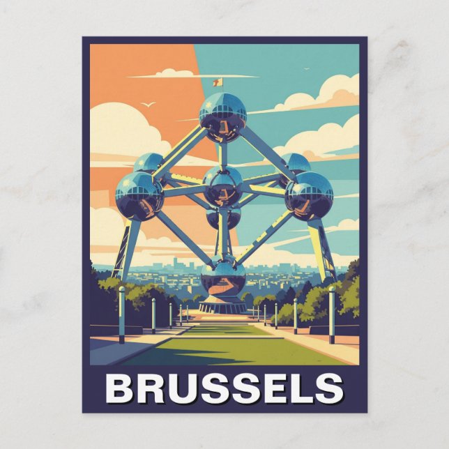 Vintage Bryssel Belgien Atomium Travel Vykort (Framsida)