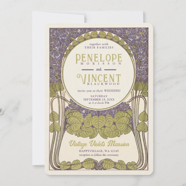 Vintage bryter mot bröllopsinbjudan inbjudningar (Framsida)
