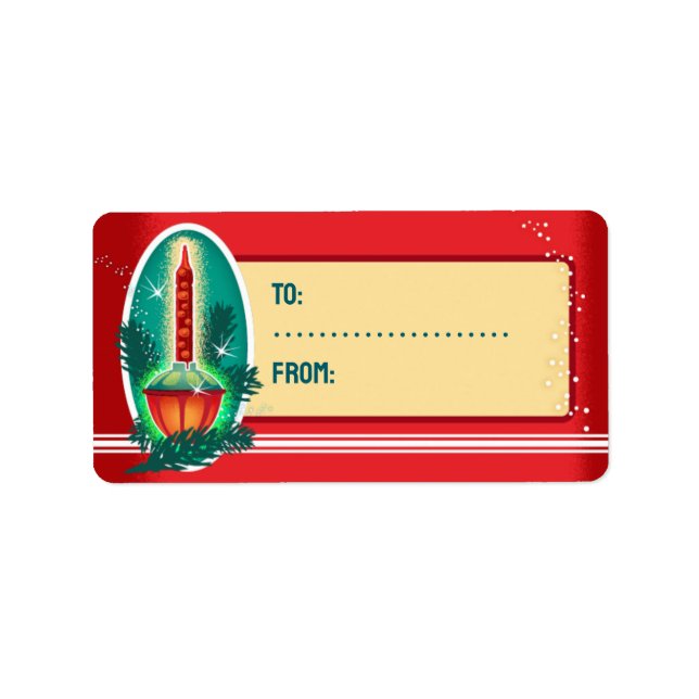 Vintage Bubble Light-Juletiketter Adressetikett (Framsidan)