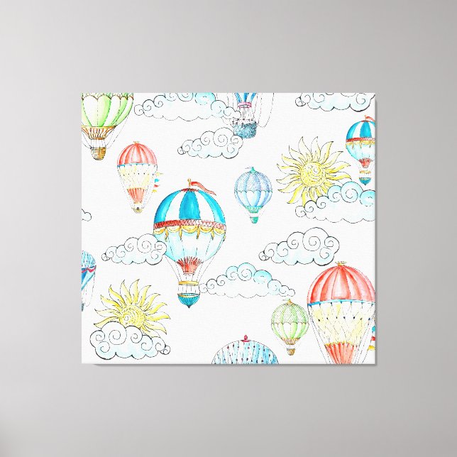 Vintage Buboner: Vitaktig vattenfärg Sömlös. Canvastryck (Framsida)