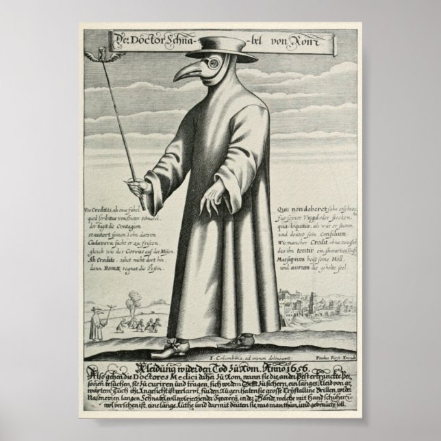 Vintage Bubonic Plague Doktor Illustration Poster (Framsidan)