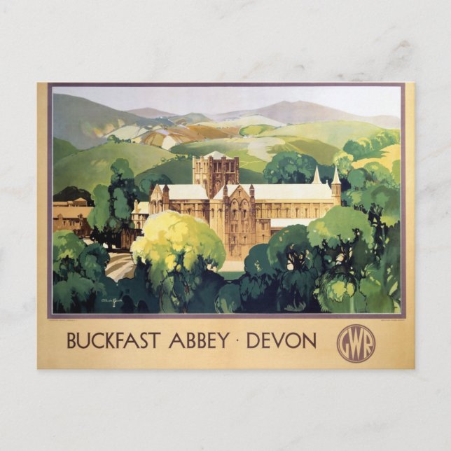 Vintage Buckfast Abbey Monastery British Railways Vykort (Framsida)