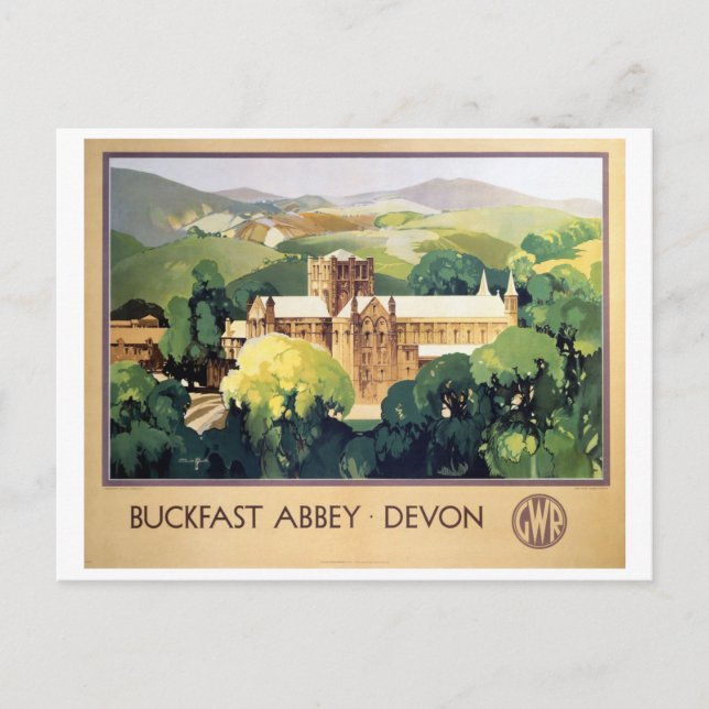 Vintage Buckfast Abbey Monastery British Railways Vykort (Framsida)