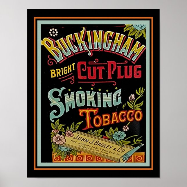 Vintage Buckingham Plug Tobacco Advertiesment Poster (Framsidan)