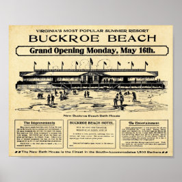 Vintage Buckroe Beach Virginia Print Poster