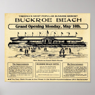 Vintage Buckroe Beach Virginia Print Poster