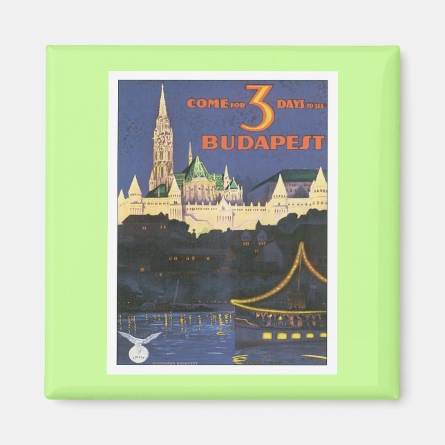 Vintage Budapest Hungary Magnet (Framsidan)