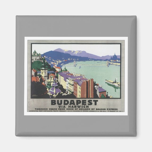 Vintage Budapest Hungary Magnet (Framsidan)